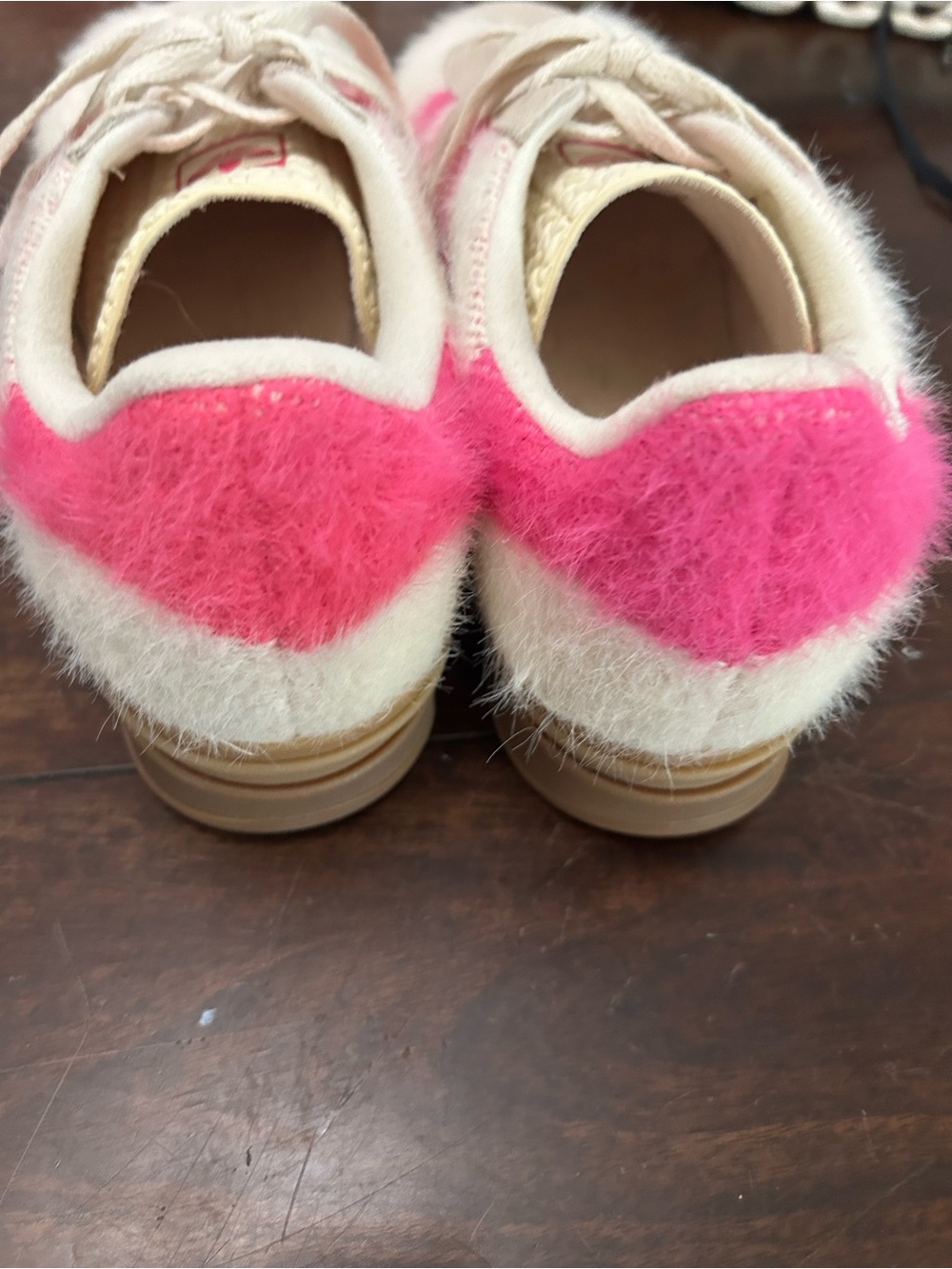 adidas Women’s Beige and Hot Pink Fuzzy Sneakers - Picture 6 of 8